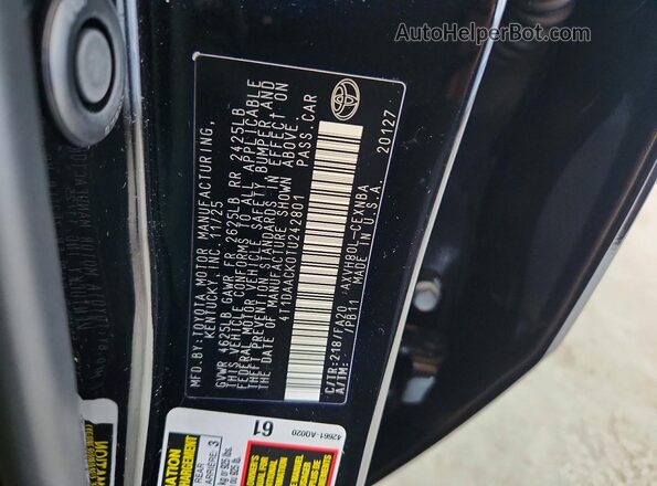 4T1DAACK0TU242801 2026 TOYOTA CAMRY Black Շարժիչի բաժամունքի տեսք