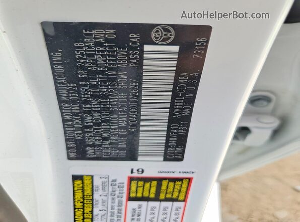 4T1DAACK0TU726287 2026 TOYOTA CAMRY White Вид підкапотного простору