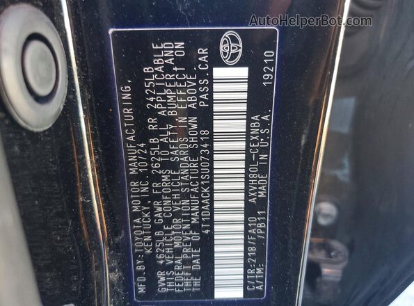 4T1DAACK1SU073418 2025 TOYOTA CAMRY Black VIN კოდის სტიკერის ხედი