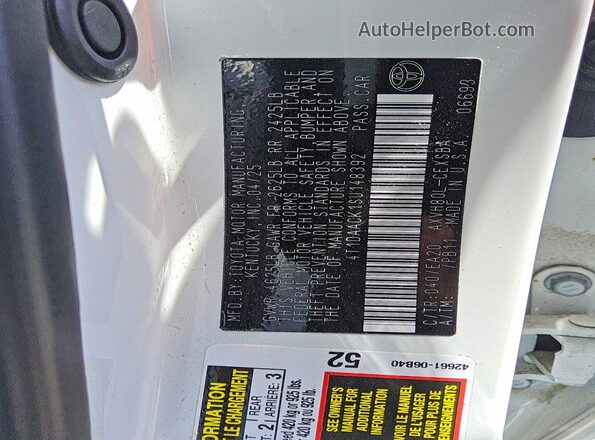 4T1DAACK1SU148392 2025 TOYOTA CAMRY White Շարժիչի բաժամունքի տեսք