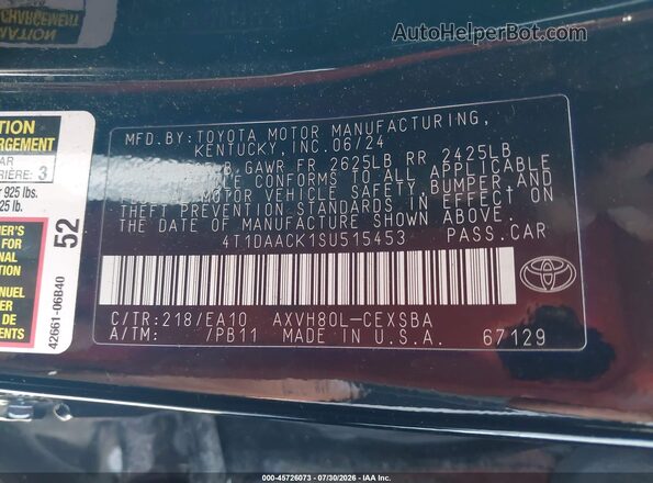 4T1DAACK1SU515453 2025 TOYOTA CAMRY Black Widok komory silnika