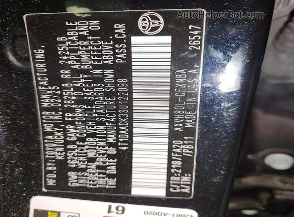 4T1DAACK3SU122098 2025 TOYOTA CAMRY Black ძრავის განყოფილების ხედი