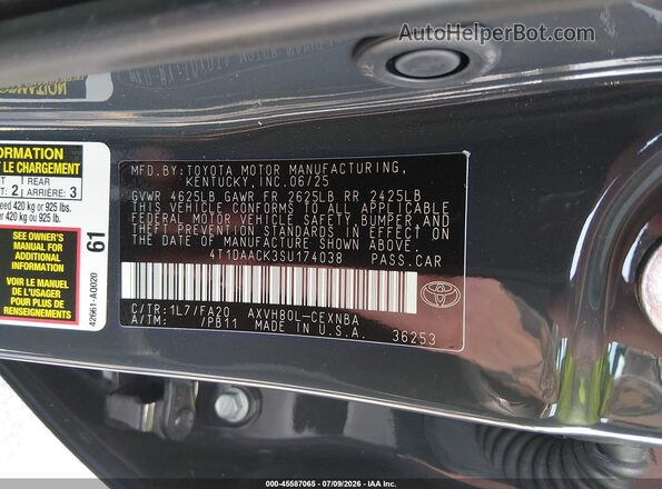 4T1DAACK3SU174038 2025 TOYOTA CAMRY Gray Engine compartment view