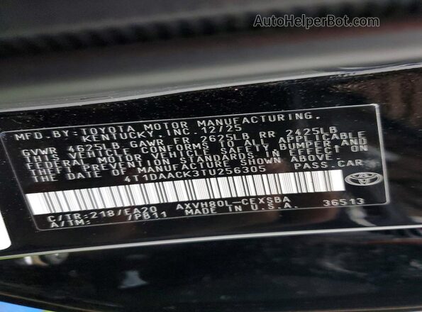 4T1DAACK3TU256305 2026 TOYOTA CAMRY Черный Вид подкапотного пространства
