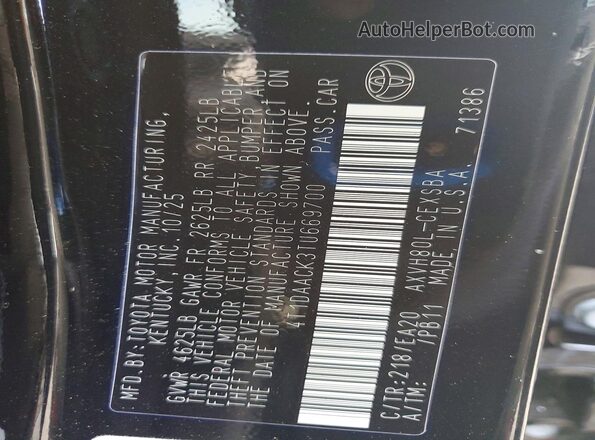 4T1DAACK3TU669700 2026 TOYOTA CAMRY Black VIN կոդի պիտակի տեսք