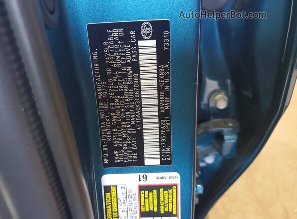 4T1DAACK3TU670880 2026 TOYOTA CAMRY Blue Vista del compartimento del motor