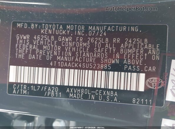 4T1DAACK4SU523885 2025 TOYOTA CAMRY Gray Շարժիչի բաժամունքի տեսք
