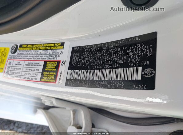 4T1DAACK4SU541464 2025 TOYOTA CAMRY White Engine compartment view