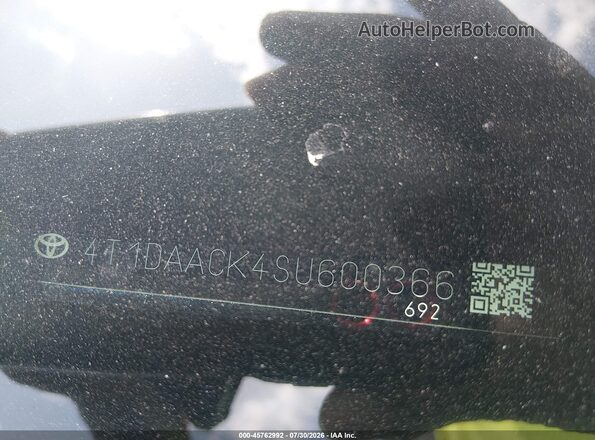 4T1DAACK4SU600366 2025 TOYOTA CAMRY Black Вид підкапотного простору