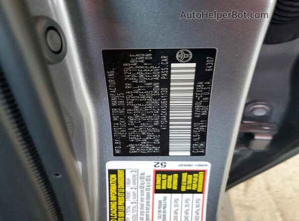 4T1DAACK4SU641130 2025 TOYOTA CAMRY Blue VIN կոդի պիտակի տեսք