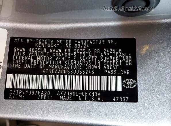 4T1DAACK5SU055245 2025 TOYOTA CAMRY Silver Вид підкапотного простору