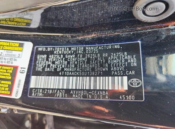 4T1DAACK5SU138271 2025 TOYOTA CAMRY Black Widok komory silnika