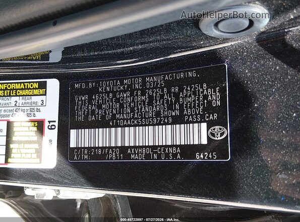 4T1DAACK5SU597249 2025 TOYOTA CAMRY Черный Вид подкапотного пространства