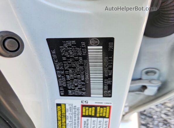 4T1DAACK5SU602580 2025 TOYOTA CAMRY Белый Вид наклейки с VIN-кодом