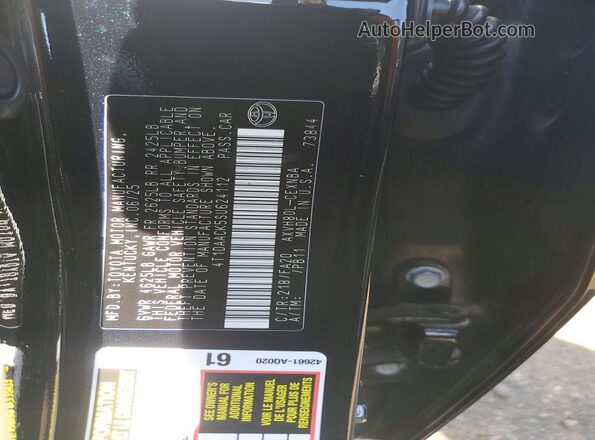 4T1DAACK5SU624112 2025 TOYOTA CAMRY Black Widok komory silnika