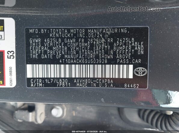4T1DAACK6SU503928 2025 TOYOTA CAMRY Серый Вид подкапотного пространства