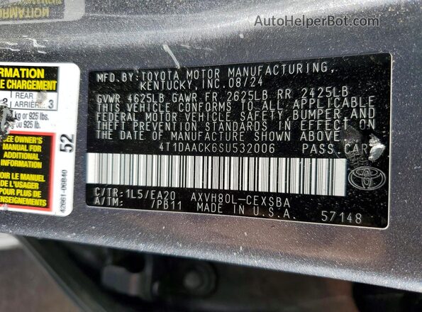 4T1DAACK6SU532006 2025 TOYOTA CAMRY Silver Вид підкапотного простору