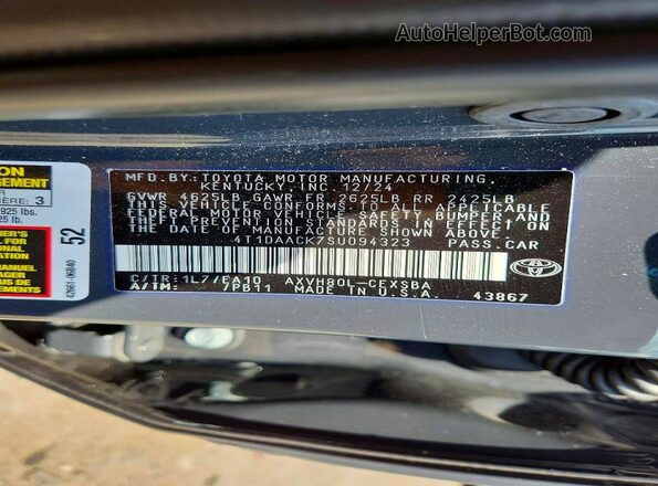 4T1DAACK7SU094323 2025 TOYOTA CAMRY Серый Вид подкапотного пространства
