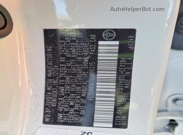 4T1DAACK7SU096315 2025 TOYOTA CAMRY White Вид підкапотного простору