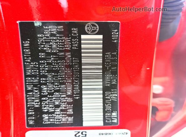 4T1DAACK7SU134707 2025 TOYOTA CAMRY Red Widok komory silnika