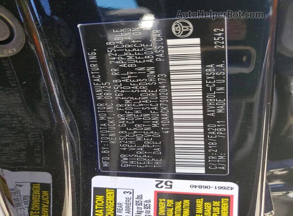 4T1DAACK7SU204173 2025 TOYOTA CAMRY Black Engine compartment view