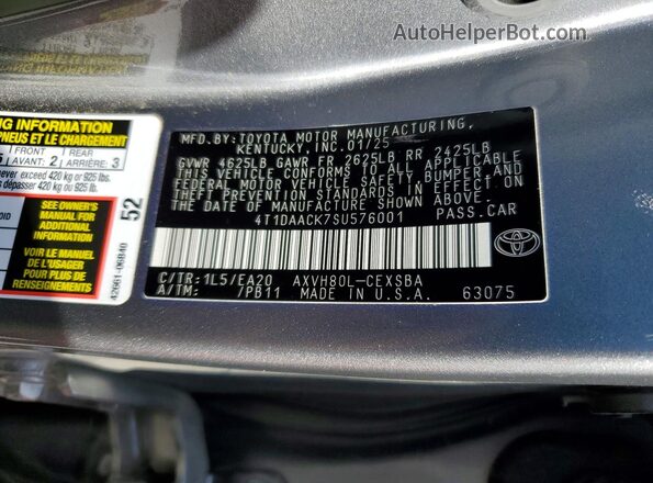 4T1DAACK7SU576001 2025 TOYOTA CAMRY Silver Engine compartment view