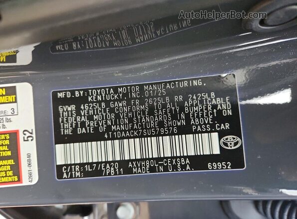 4T1DAACK7SU579576 2025 TOYOTA CAMRY Black Vista del compartimento del motor