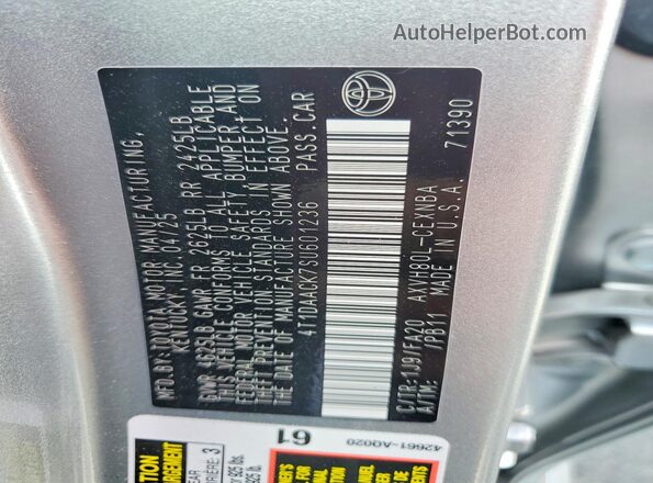 4T1DAACK7SU601236 2025 TOYOTA CAMRY Gray Вид підкапотного простору