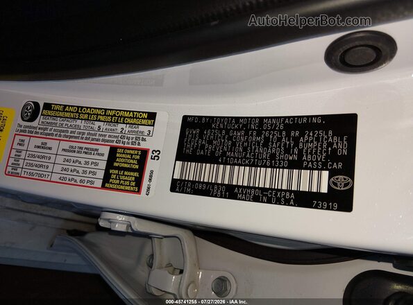 4T1DAACK7TU761330 2026 TOYOTA CAMRY White Engine compartment view