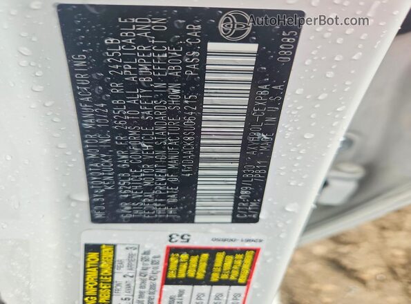 4T1DAACK8SU064215 2025 TOYOTA CAMRY White VIN sticker view