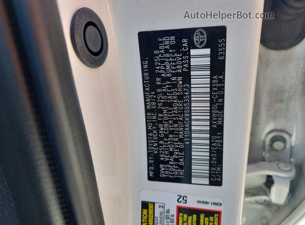 4T1DAACK8SU535473 2025 TOYOTA CAMRY Белый Вид подкапотного пространства