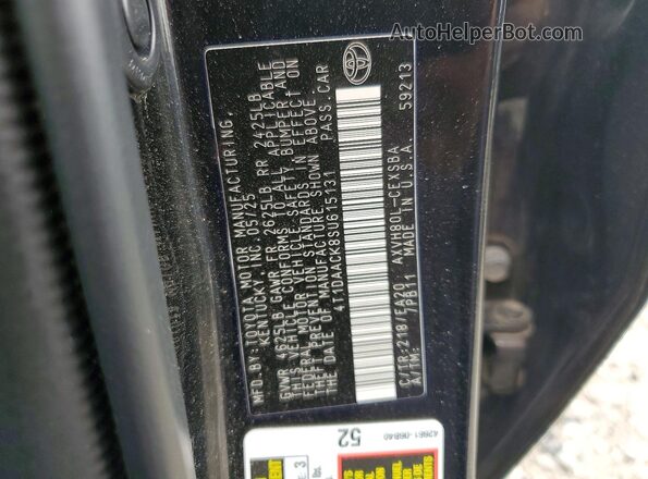 4T1DAACK8SU615131 2025 TOYOTA CAMRY Black Widok naklejki z numerem VIN