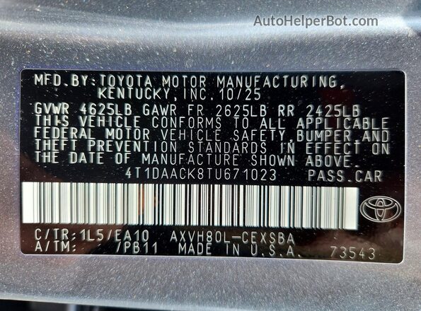 4T1DAACK8TU671023 2026 TOYOTA CAMRY Gray Widok komory silnika