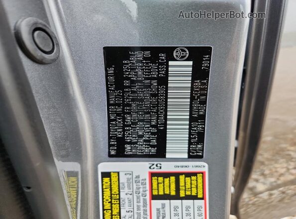 4T1DAACK9SU583905 2025 TOYOTA CAMRY Gray Vista de la etiqueta del VIN