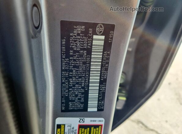 4T1DAACK9TU281063 2026 TOYOTA CAMRY Gray ძრავის განყოფილების ხედი