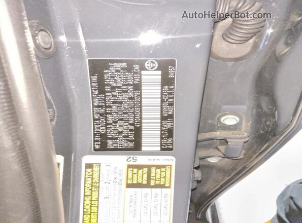 4T1DAACK9TU702795 2026 TOYOTA CAMRY Gray VIN sticker view