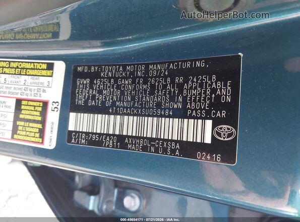 4T1DAACKXSU059484 2025 TOYOTA CAMRY Dark Blue ძრავის განყოფილების ხედი