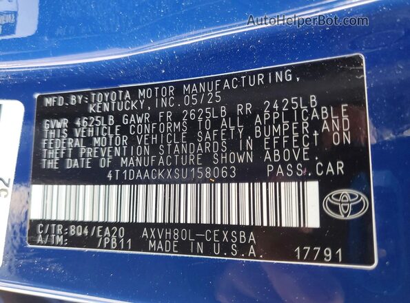 4T1DAACKXSU158063 2025 TOYOTA CAMRY Blue Engine compartment view