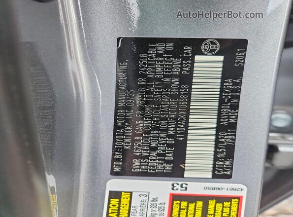 4T1DAACKXTU658158 2026 TOYOTA CAMRY Серый Вид подкапотного пространства