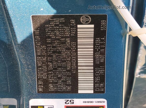 4T1DAACKXTU745459 2026 TOYOTA CAMRY Blue Вид підкапотного простору