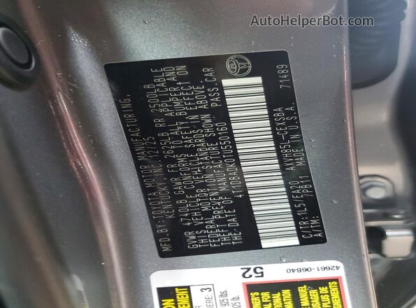 4T1DBADK0TU550160 2026 TOYOTA CAMRY Gray Вид підкапотного простору