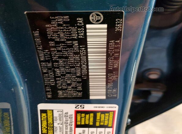 4T1DBADK2SU015541 2025 TOYOTA CAMRY Teal Vista de la etiqueta del VIN