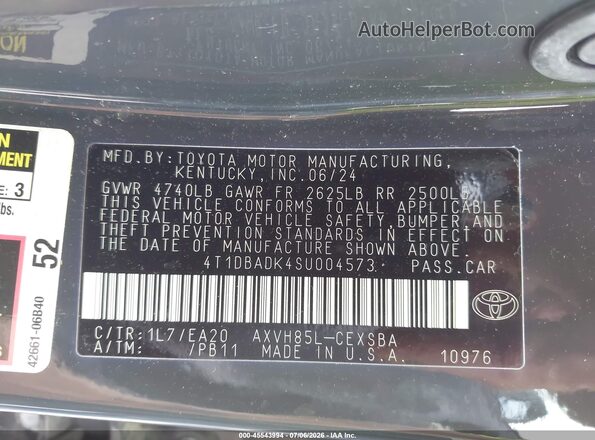 4T1DBADK4SU004573 2025 TOYOTA CAMRY Серый Вид подкапотного пространства