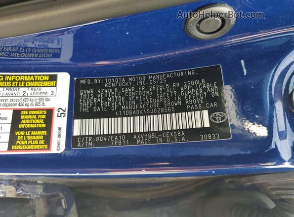 4T1DBADK4SU028565 2025 TOYOTA CAMRY Blue Շարժիչի բաժամունքի տեսք