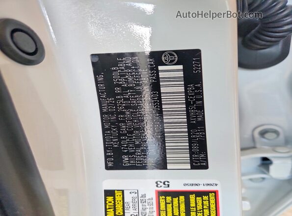 4T1DBADK4TU553403 2026 TOYOTA CAMRY Белый Вид наклейки с VIN-кодом