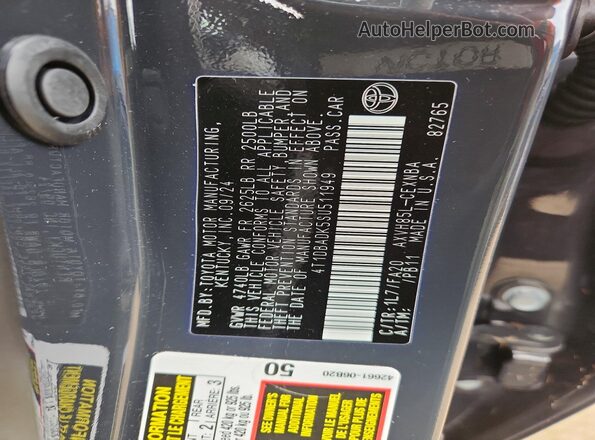 4T1DBADK5SU511949 2025 TOYOTA CAMRY Black VIN sticker view