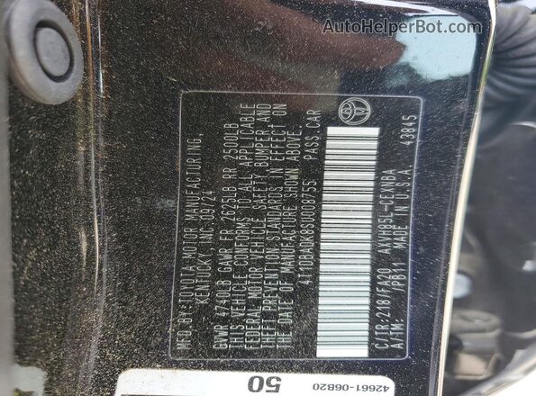 4T1DBADK8SU008755 2025 TOYOTA CAMRY Black Widok naklejki z numerem VIN