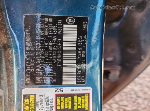 4T1DBADKXSU528469 2025 TOYOTA CAMRY Blue Vista de la etiqueta del VIN
