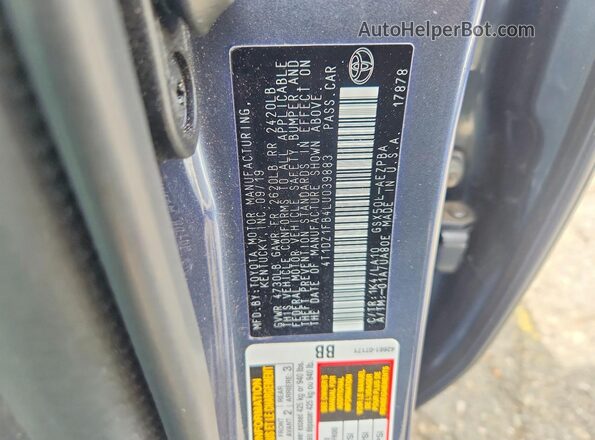 4T1DZ1FB4LU039883 2020 TOYOTA AVALON Gray Engine compartment view