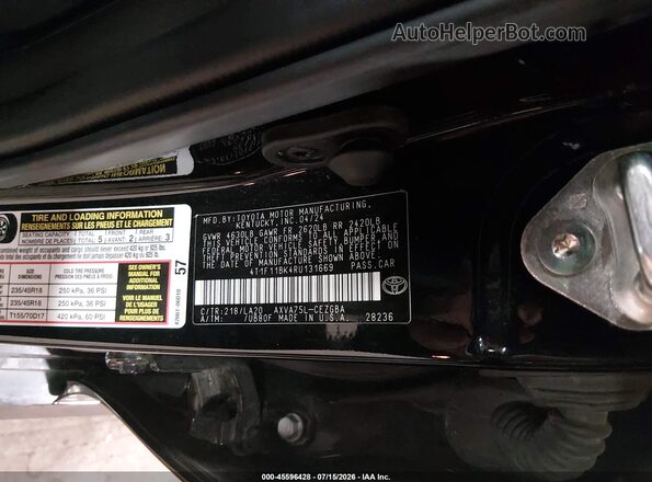 4T1F11BK4RU131669 2024 TOYOTA CAMRY Black ძრავის განყოფილების ხედი